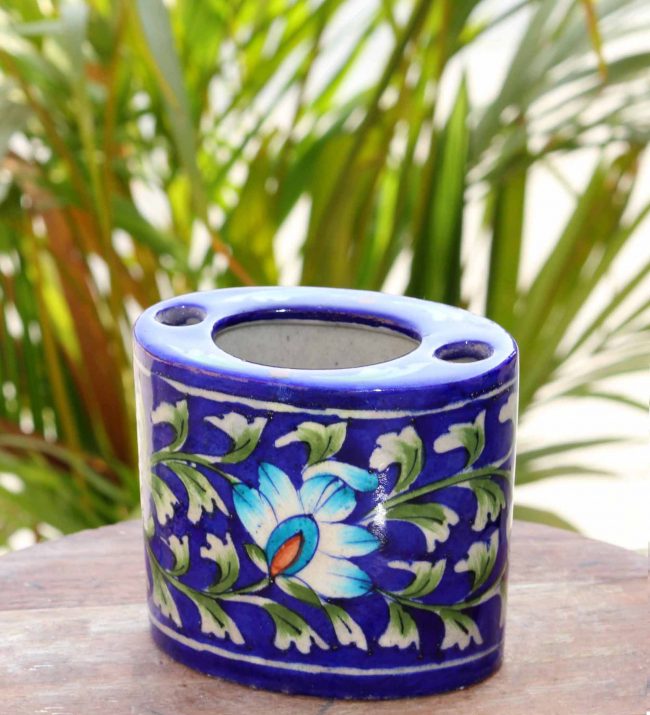 Handcrafted Multicolor Ceramic Indigo Tooth Brush Holder