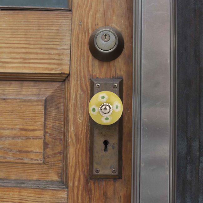Blue Pottery Yellow Door Knob