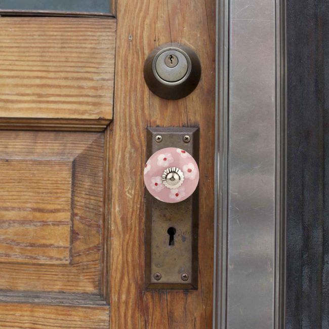 Blue Pottery Pink Door Knob