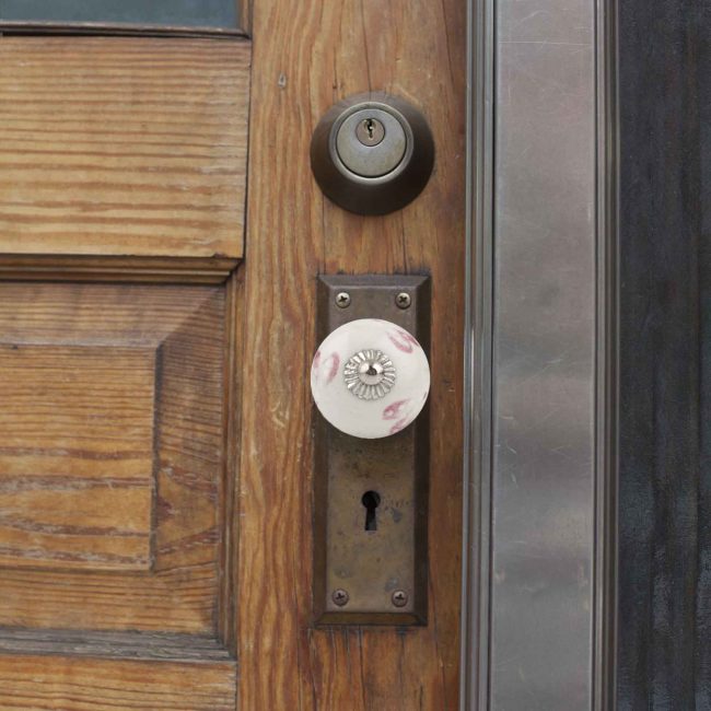 Blue Pottery White Brown Door Knob