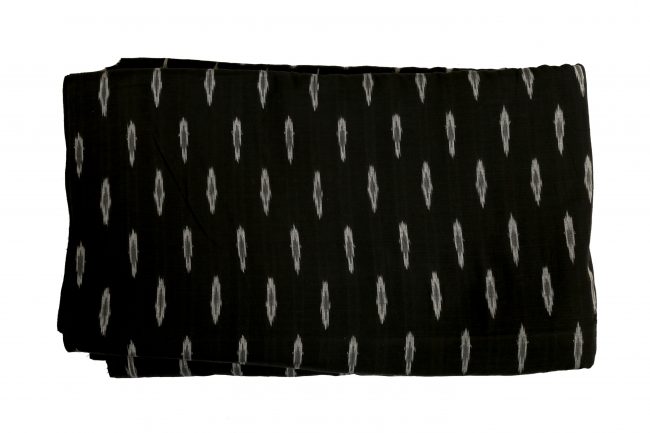 Pochampally Ikkat Cotton Fabric Standard Size Black (2.5 Meters)