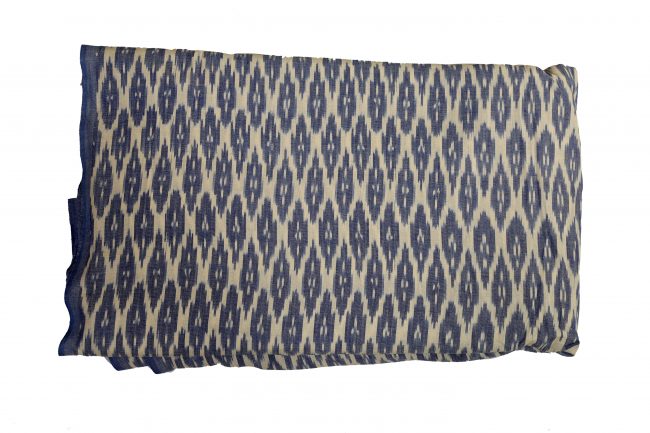 Pochampally Ikkat Cotton Fabric Standard Size Cream Blue (2.5 Meters)