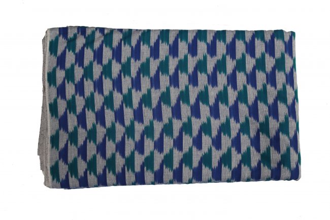 Pochampally Ikkat Cotton Fabric Standard Size Peacock Blue Green (2.5 Meters)