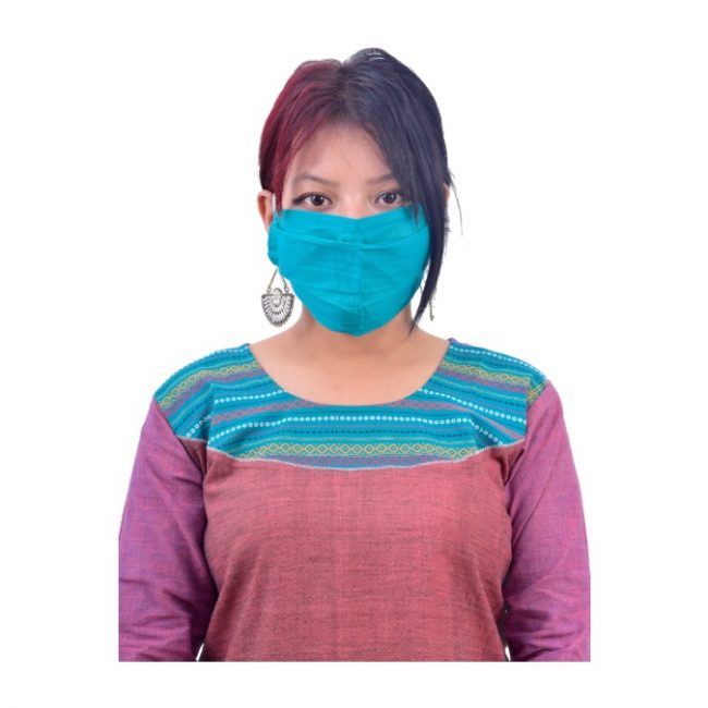 Handmade Sea Green Cotton Cloth Mask (Pack of 5)