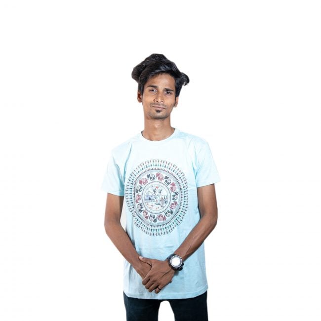 Cotton Round Neck Half Sleeve Printed Tshirt - S