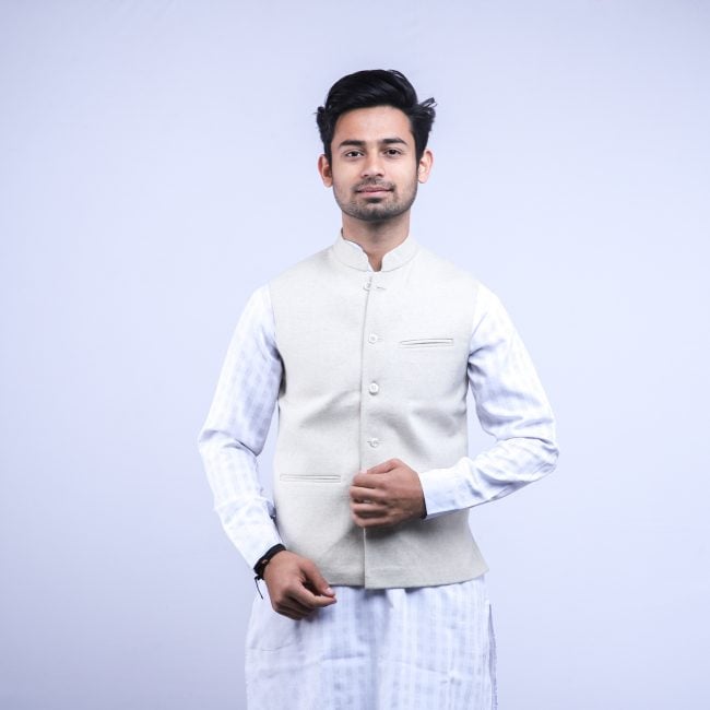 Woolen Plain Cream Waist Coat