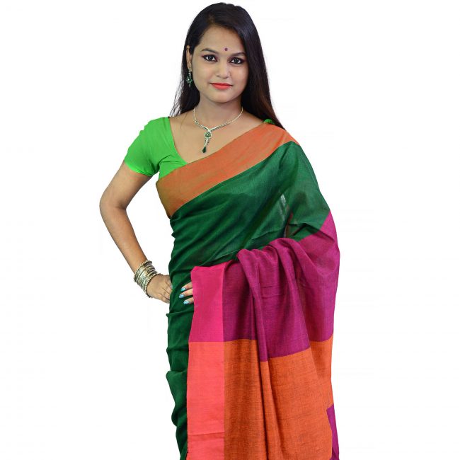 Handwoven Self Design Cotton Saree