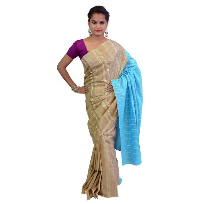 Handwoven Tussar Ghicha Silk Saree