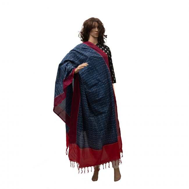 Pochampally Ikat Dupatta Navy Blue Free Size