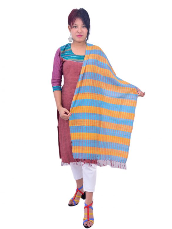 Handmade Pure Cotton Stole/ Dupatta by Tribals of Assam