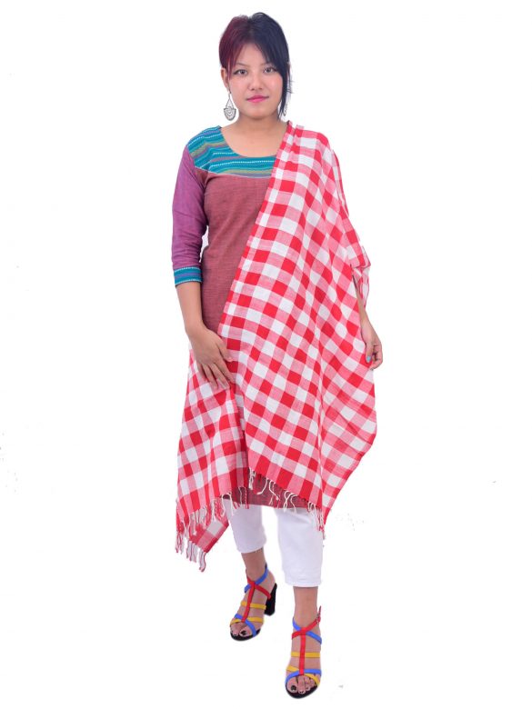 Handmade Pure Cotton Stole/ Dupatta Made By Tribals of Assam