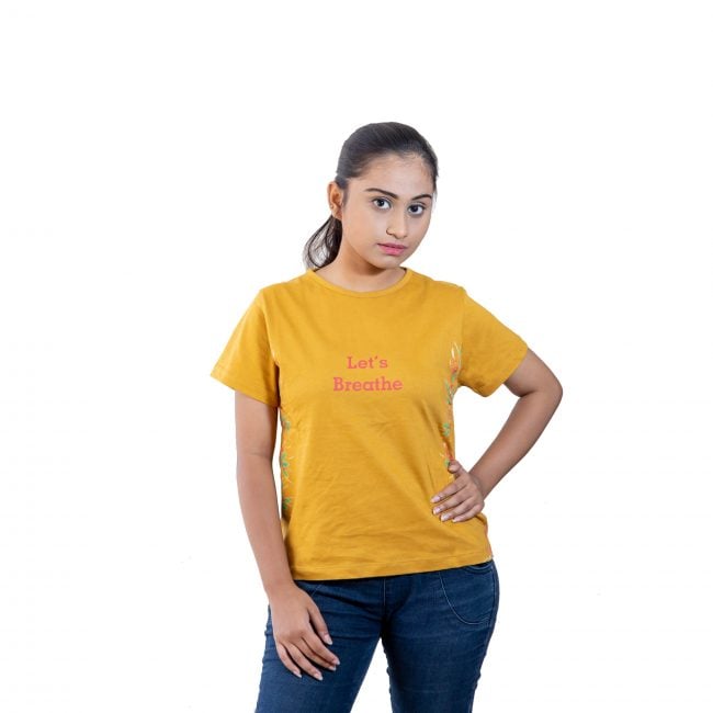 Cotton Round Neck Half Sleeve Printed Tshirt - S