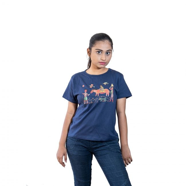 Cotton Round Neck Half Sleeve Printed Tshirt - S