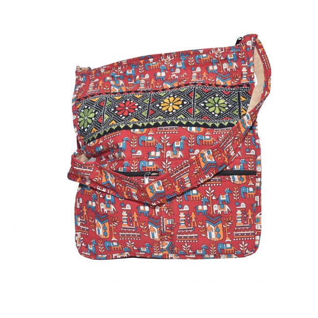 Handwoven Multicolor Kantha Patch Cotton Side Bag