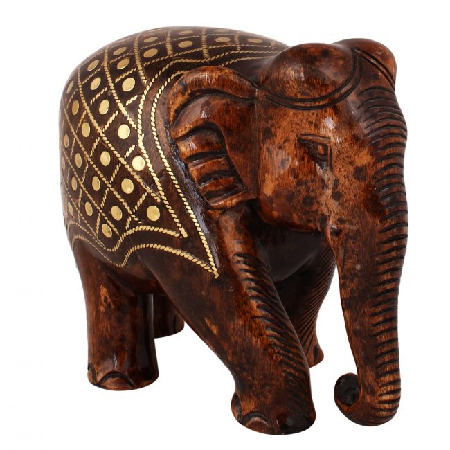 Handmade Wooden Taarkasi Elephant Trunk Up Statue 13 cm