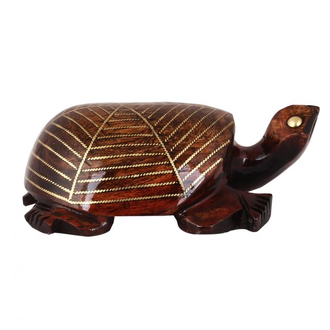 Handmade Wooden Taarkasi Tortoise Statue 15 cm