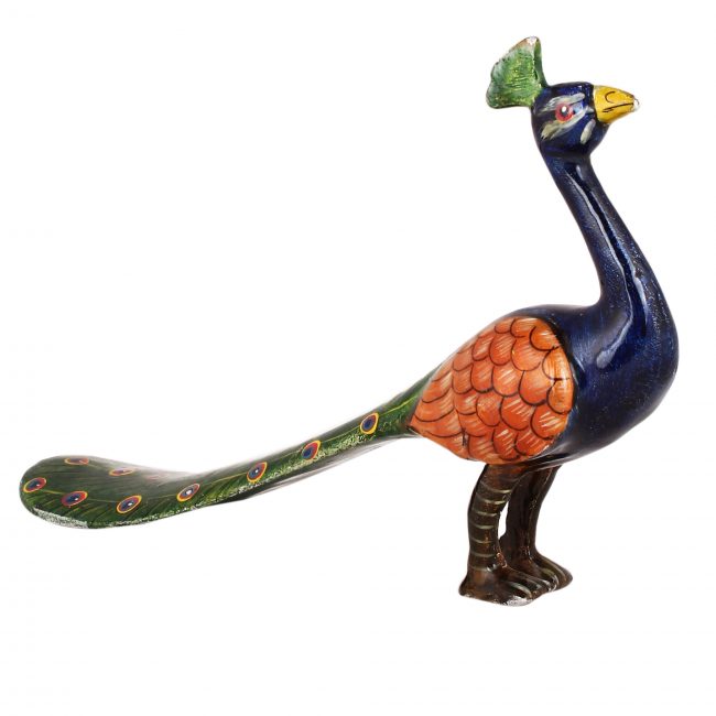 Handmade Metal Meenakari Peacock Statue 13 cm