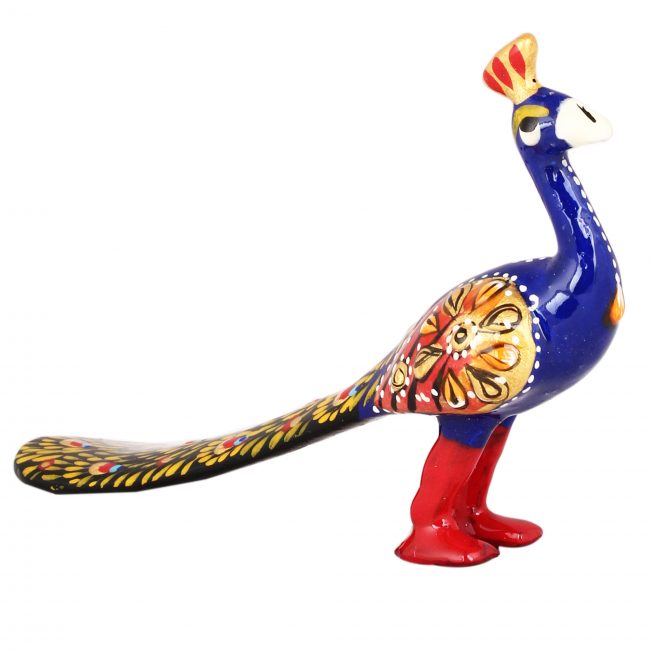 Handmade Metal Meenakari Peacock Statue 15 cm