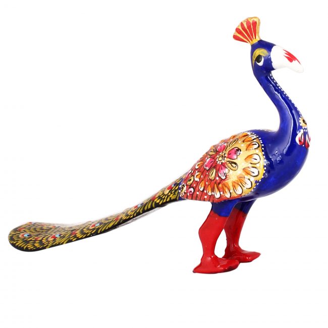 Handmade Metal Meenakari Peacock Statue 21 cm