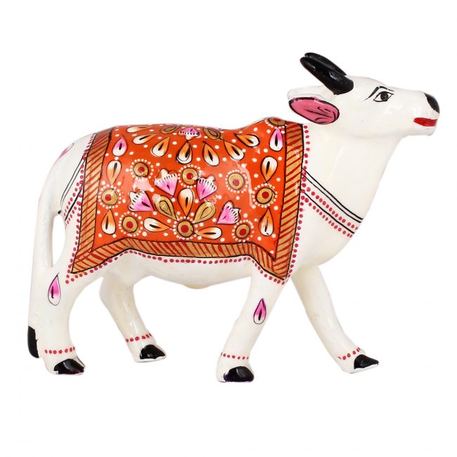 Handmade Metal Meenakari Cow Standing Statue 13 cm