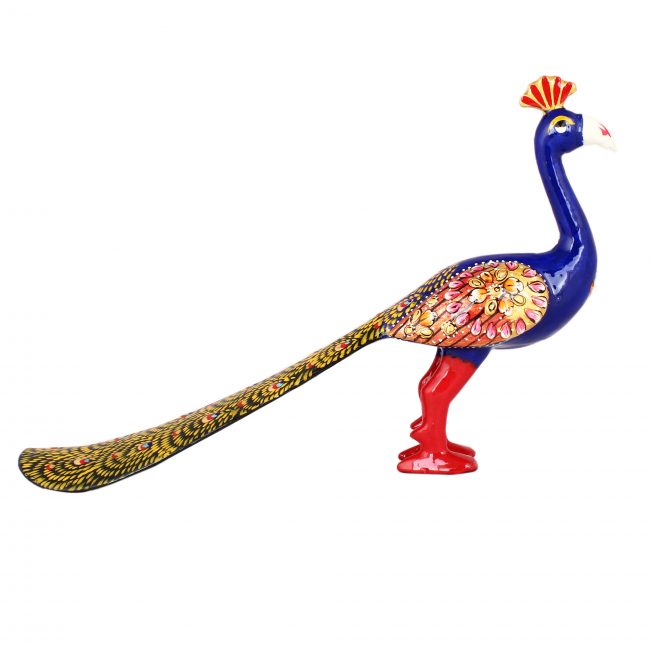 Handmade Metal Meenakari Peacock Statue 25 cm