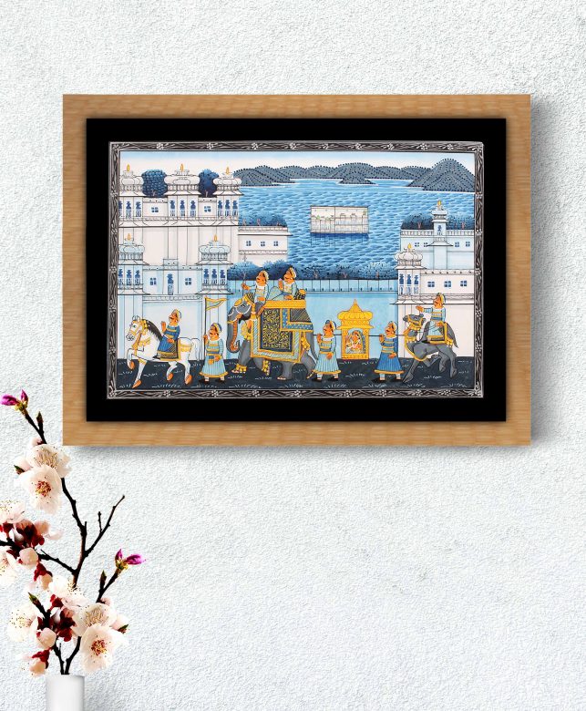 Handmade Raja Sawai Singh Sawari Silk Miniature Painting