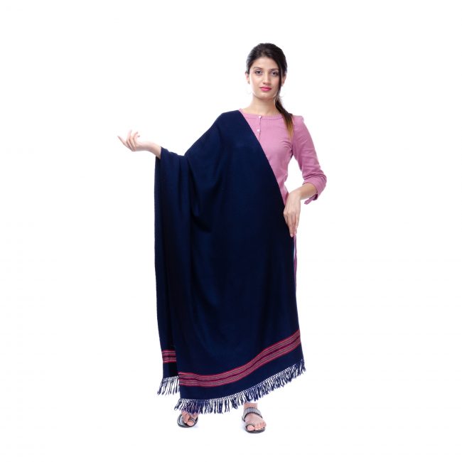 Handwoven Blue Chota Dhari (Woolen) Shawl