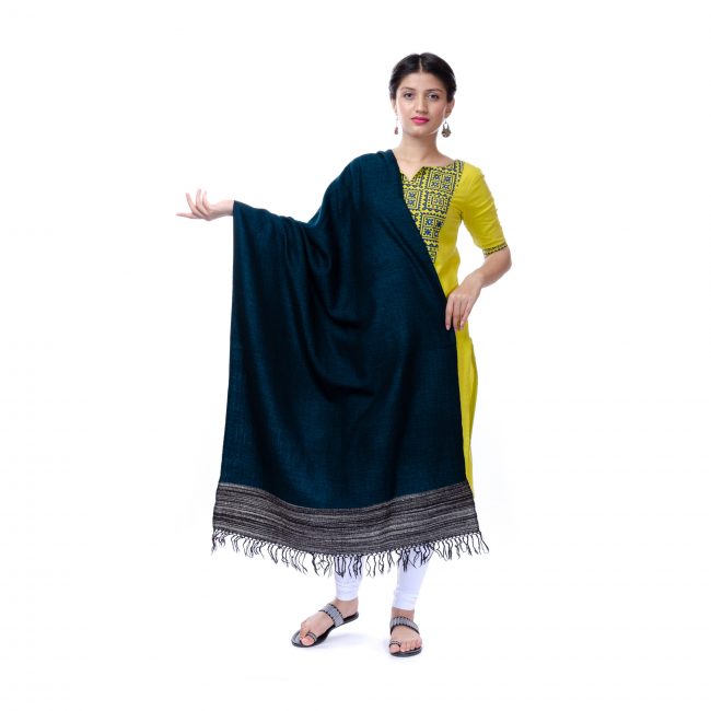 Handwoven Blue Yak Wool Stole