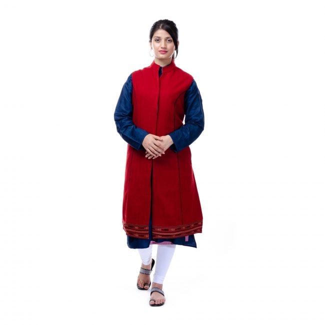 Handwoven (Sheep Woolen) Marron Coat - medium-2
