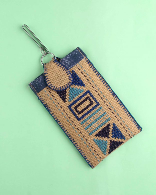 Handmade Jute Mobile Pouch Brown