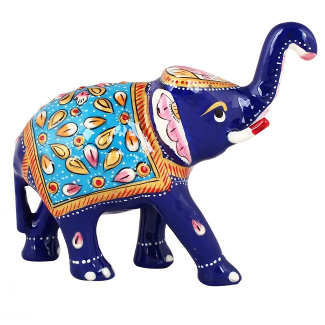 Handmade Metal Meenakari Elephant Statue 11.5 cm