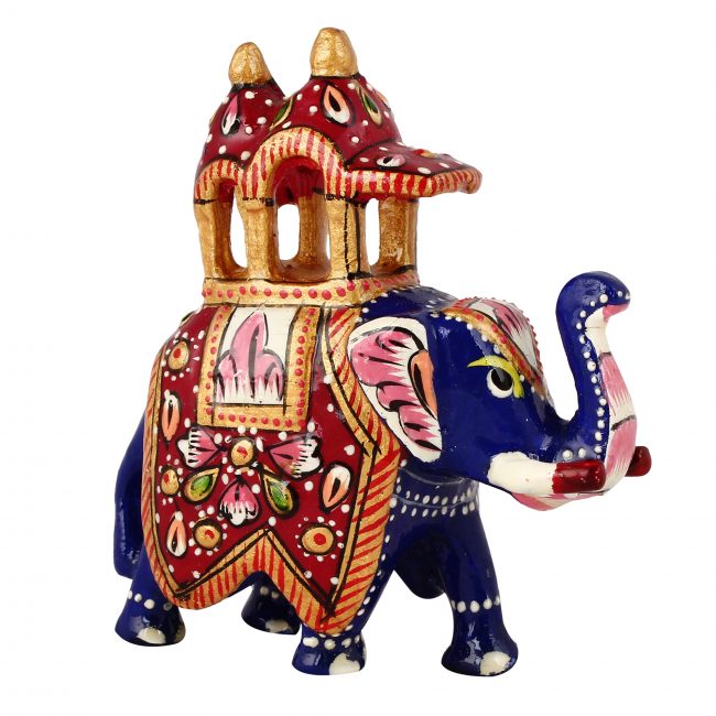 Handmade Metal Meenakari Ambabari Elephant Statue 6 cm