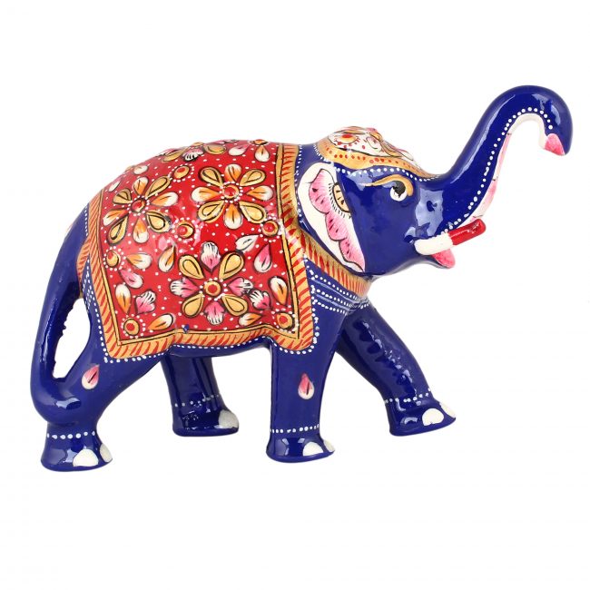 Handmade Metal Meenakari Elephant Statue 13 cm