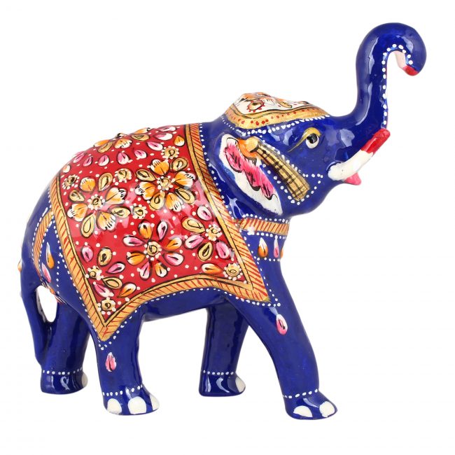 Handmade Metal Meenakari Elephant Statue 13.5 cm