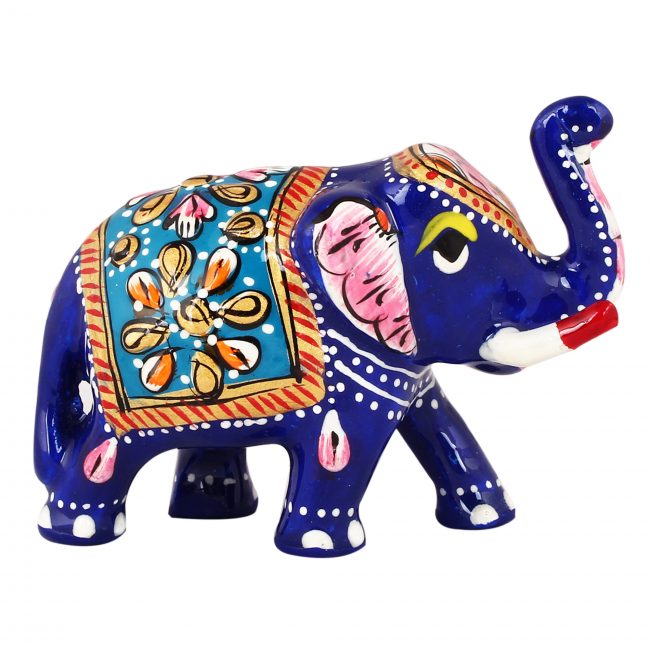 Handmade Metal Meenakari Elephant Statue 7 cm
