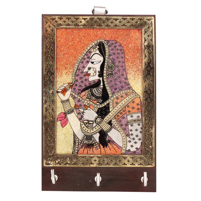 Handmade Bani Thani Gem Stone Painting Key Hanger