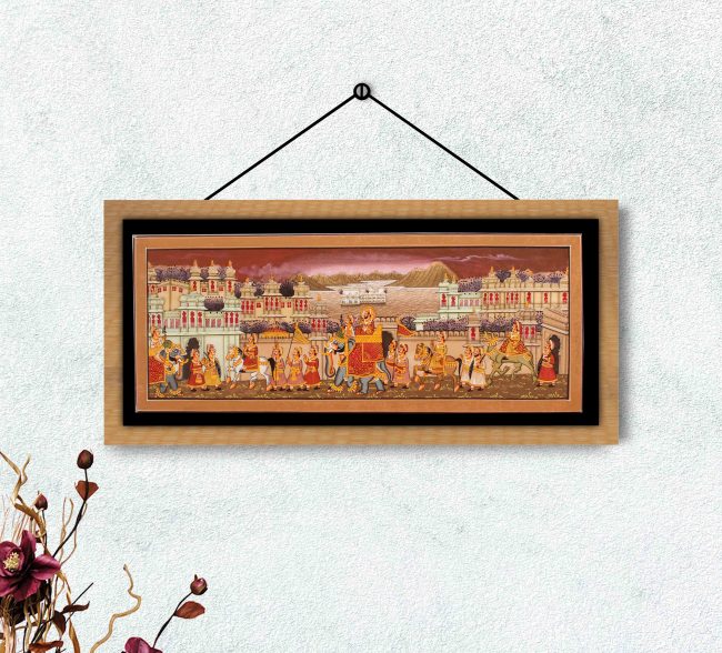 Handmade Raja Mansingh Jal Mahal Sawari Miniature Painting