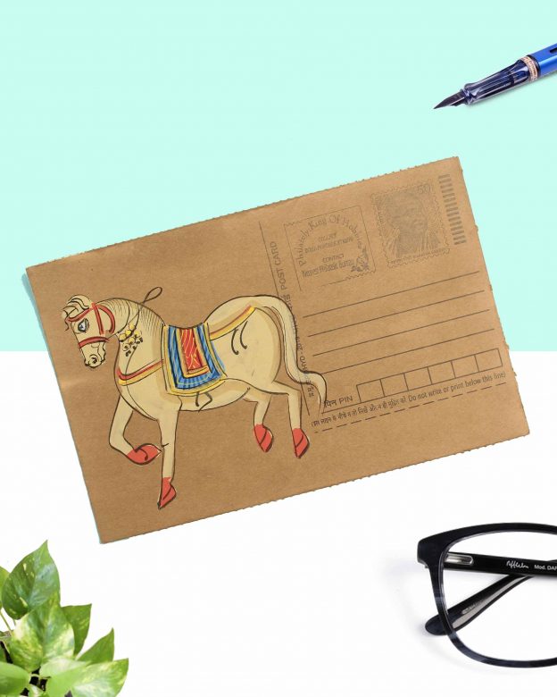 Handmade Horse Post Card Miniature Painting