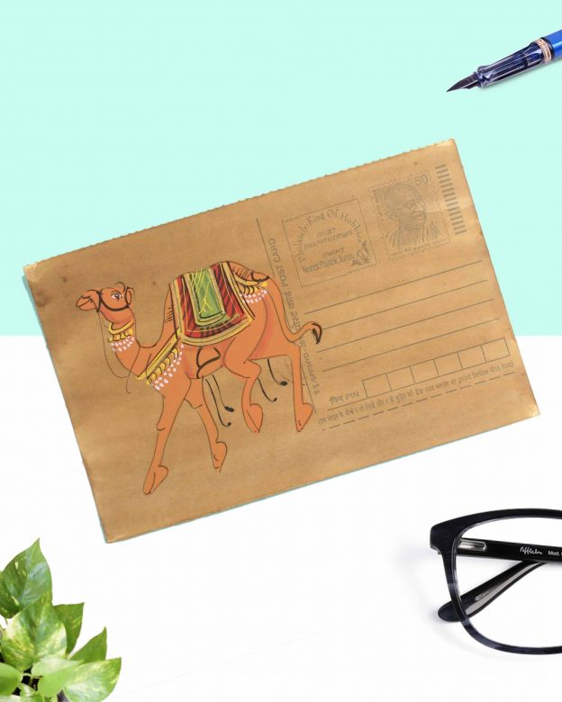 Handmade camel post card miniature painting