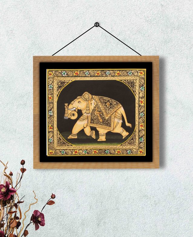 Handmade Royal Elephant Silk Miniature Painting