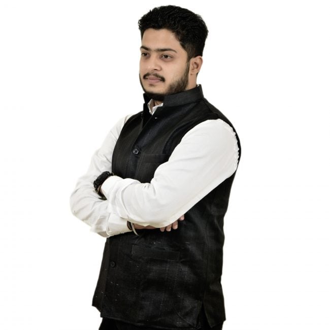 Silk Cotton Mixed Black Colour Waistcoat - 38