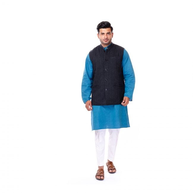 Handwoven Black Nehru Jacket