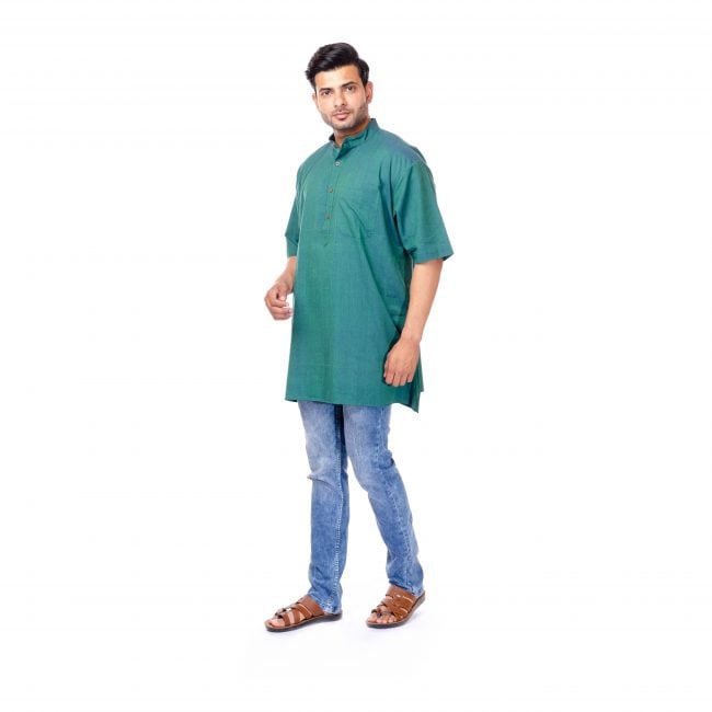 Handwoven Cotton Dark Green Kurta