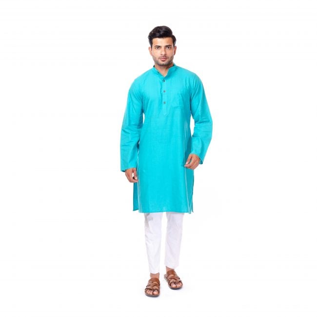 Handwoven Cotton Sky Blue Kurta