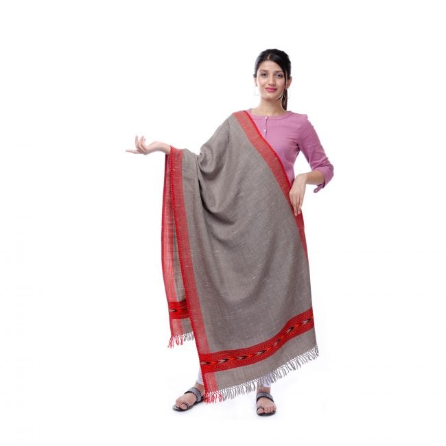 Handwoven Brown Wool Stole