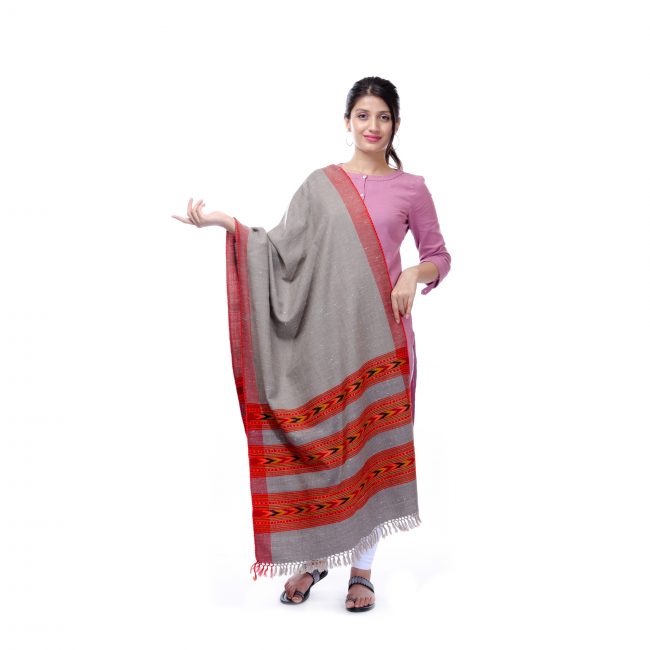 Handwoven Grey Yak Wool Stole