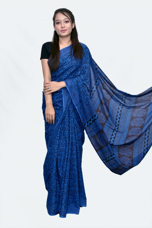 Handwoven Multicolor Cotton Bagh Print Saree