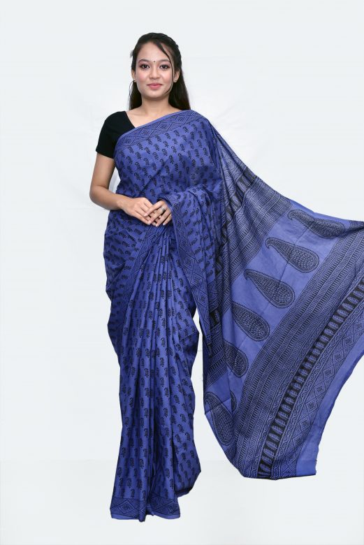 Handwoven Multicolor Cotton Bagh Print Saree