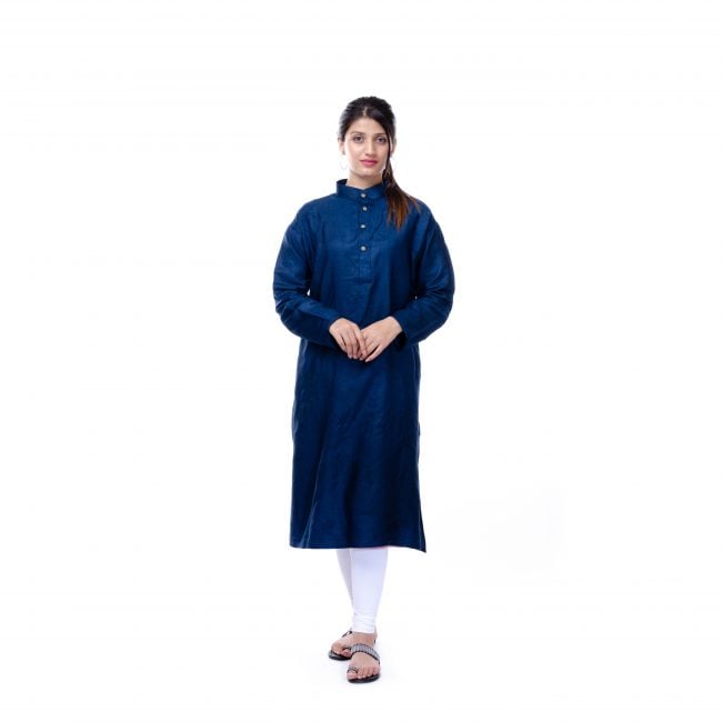 Handwoven Blue Cotton Kurta