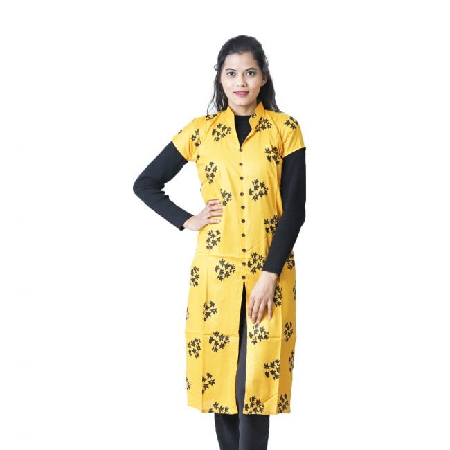 Yellow Kurti with Half Sleeve